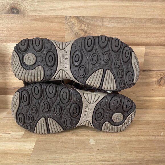 Boy's Stride Rite Brown Leather SRT Garth Hook & Loop Sandals Size 11W EUC - Picture 8 of 10